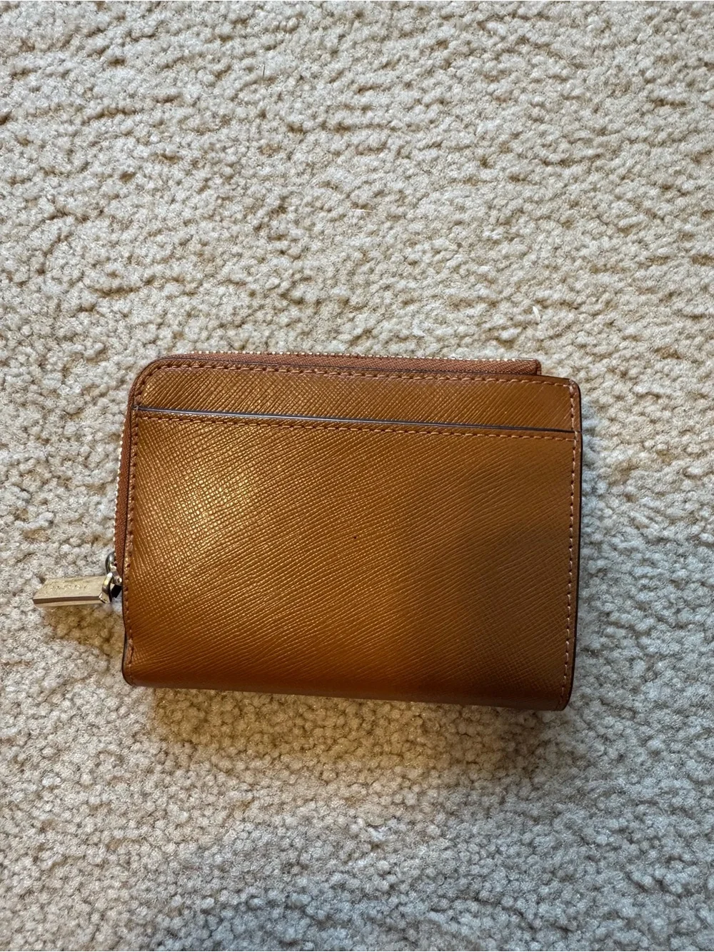 kate spade Brown Saffiano Zip Wallet with Gold Logo